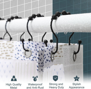 Shower Curtain Hooks, OEH Shower Curtain Rings, Bl...