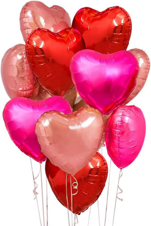 Upgraded Rose Gold and Red Balloons - Pack of 15 -...