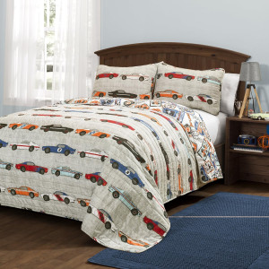 Lush Decor Race Car Kids' 3-Piece Quilt Bed Set, R...