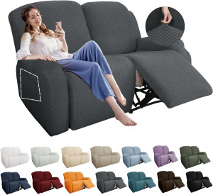 YEMYHOM 6 Pieces Stretch Loveseat Recliner Slipcov...