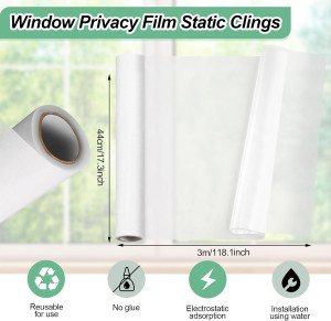 Frosted Glass Window Film,17.3x118.1 Inches Privac...