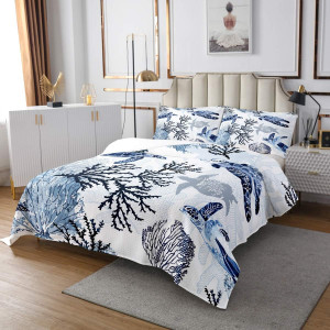 Erosebridal Turtle Bedding Set Twin White Blue Sea...