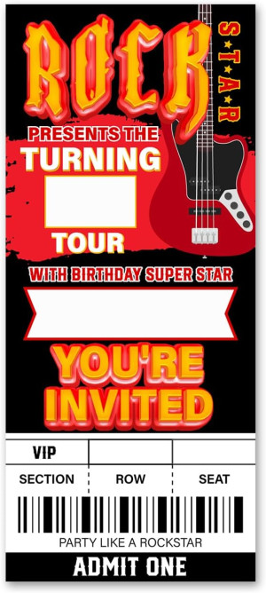 Rockstar Birthday Party Invitations 20 Pack Rockst...