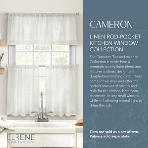 Elrene Home Fashions Cameron Linen Tier Curtains,...