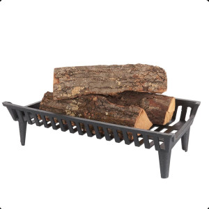 24 inch Fireplace Grate Heavy Duty, Cast Iron Fire...