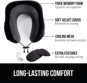 Gorilla Grip Memory Foam Travel Neck Pillow, Head...