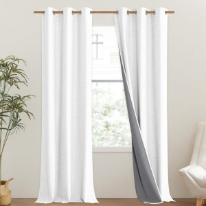 NICETOWN 100% Absolutely Blackout Linen Curtains w...
