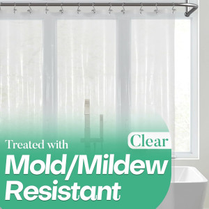 Mrs Awesome Clear Shower Curtain Liner with 3 Magn...