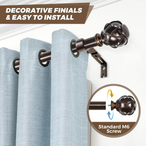 KAMANINA 1 Inch Curtain Rod Telescoping Single Dra...