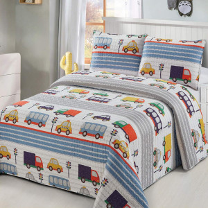 2 pc Twin Size Quilt Bedspread Kids/Teens Boys Tra...