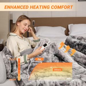 Heated Blanket Electric Throw, Heating Blanket Sof...