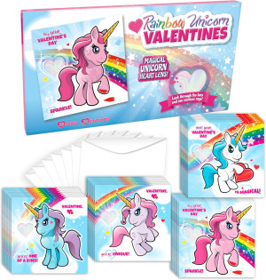 Kangaroo 28pk Rainbow Unicorn Valentine's Day Card...