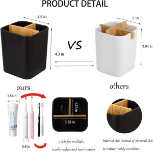 Bamboo Toothbrush Holder for Bathrooms, 3 Slots To...
