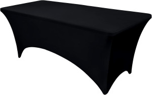 OutdoorLines Fitted Black Tablecloth for 6 Foot Re...