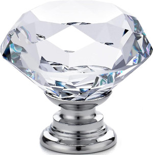 12pcs Diamond Shape Crystal Glass 30mm Drawer Knob...