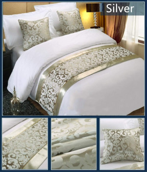 Twelve Silver Bed Runner Bedding Scarves King Bed...