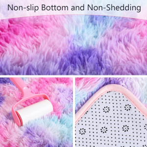 AROGAN Soft Rainbow Area Rugs for Girls Room 3x5 F...