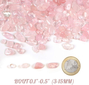 JOHOUSE Rose Quartz Crystals, Pink Pebble Rose Qua...