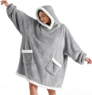Bedsure Blanket Hoodie, Wearable Blanket for Adult...