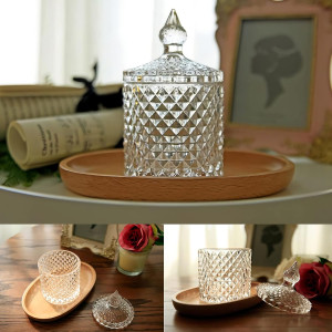 2 Pack Qtip Holder Thick Glass Apothecary Jars wit...
