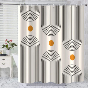Boho Mid Century Shower Curtain, Minimalist Abstra...