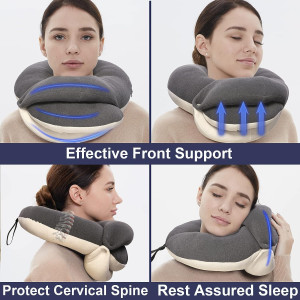 BUYUE Travel Neck Pillows for Airplanes, 360° Head...