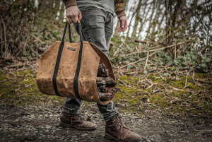 Waxed Canvas Firewood Carrier, Heavy Duty Firewood...