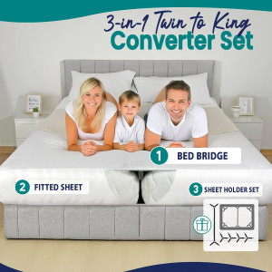 3-in-1 Fitted Sheet Attached Bed Bridge Twin (XL)...