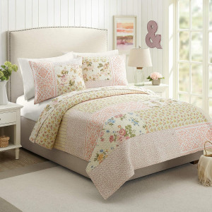 Sweet Blooms 100% Cotton Patchwork Floral Pink Sha...
