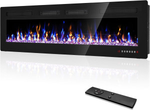 72” Recessed and Wall Mounted Fire Places Electric...