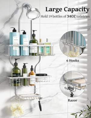 YASONIC Hanging Shower Caddy Over Shower Head with...