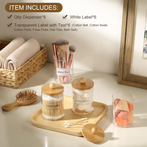 6-Pack Bamboo Qtip Holders - Bathroom Storage for...