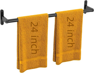 24 Inch Matte Black Towel Bar for Bathroom, Sturdy...
