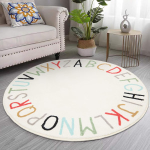 Topotdor Rainbow Round Kids Play Rug Alphabet Nurs...