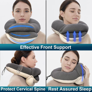 BUYUE Travel Neck Pillows for Airplanes, 360° Head...