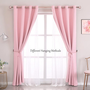 Double Layered Blackout Pink Curtains - Princess G...