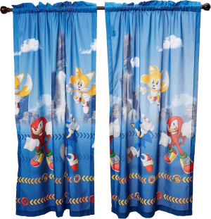 Sonic The Hedgehog Kids Room Window Curtain Panels...