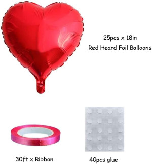 25pcs Heart Shape Foil Mylar Balloons Red 18" for...