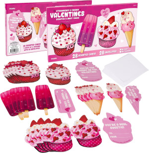 28Pk Strawberry & Cherry Scented Valentines Day Ca...