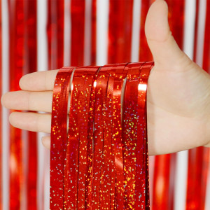 Melsan 2 Pack 3.2 ft x 8.2 ft Tinsel Foil Fringe C...