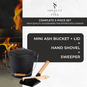 Mini Ash Bucket with Lid, includes Fireplace Tools...