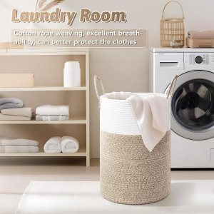 Laundry Basket,Woven Cotton Rope Laundry Hamper,60...