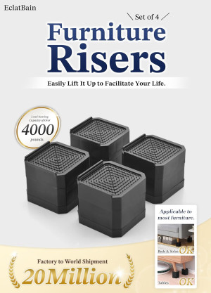 Bed Risers Furniture Risers Heavy-Duty Rectangular...