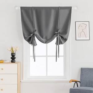 Thermal Insulated Tie Up Curtains Rod Pocket Short...