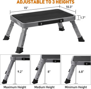 BOCOM One Step Stool, Height-Adjustable Lightweigh...