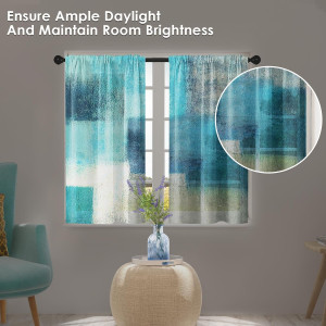 Teal Kitchen Curtains 36 Inch Length Turquoise Win...