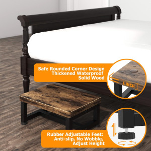 Wooden Step Stools for Adults Kids with Non-Slip R...