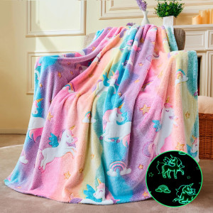 Joiedomi Glow in The Dark Blanket - Unicorns Gifts...