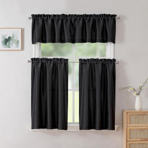 Chyhomenyc Uptown Black Kitchen Curtains 36 Inch L...