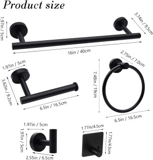 14-Pieces Matte Black Bathroom Accessories Set, St...